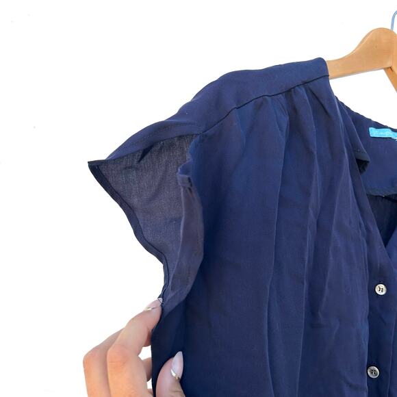 J. McLaughlin Bernadette Jumpsuit Navy Blue XS Extra Small Fitted Cinched Waist - Picture 8 of 8